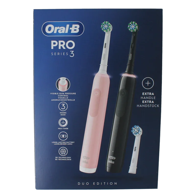Oral B Elektrische tandenborstel pro 3 3900 black pink 1 Set