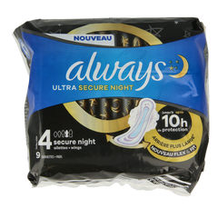 Always Maandverband ultra secure nacht 9 Stuks