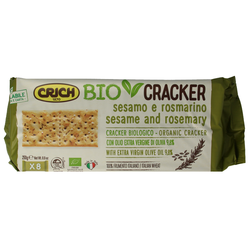 Crich Crackers sesam rozemarijn bio 250 Gram