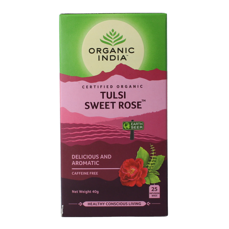 Organic India Tulsi sweet rose thee bio 25 Stuks