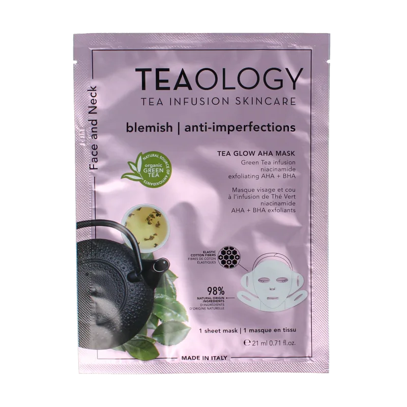 Teaology Tea glow aha mask purifying 1 Stuks