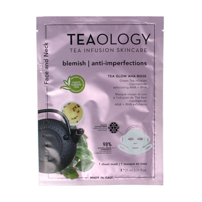 Teaology Tea glow aha mask purifying 1 Stuks