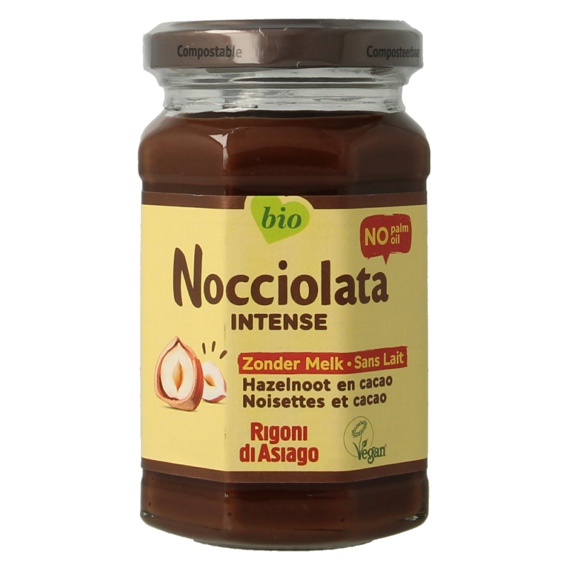 Nocciolata Hazelnootpasta zonder melk bio 250 Gram