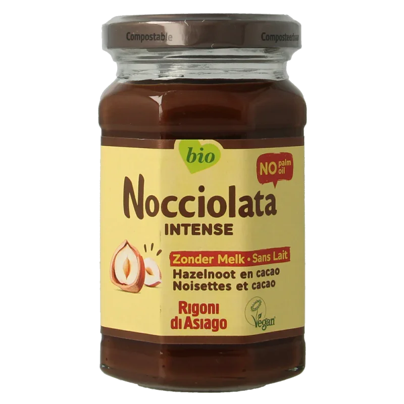 Nocciolata Hazelnootpasta zonder melk bio 250 Gram