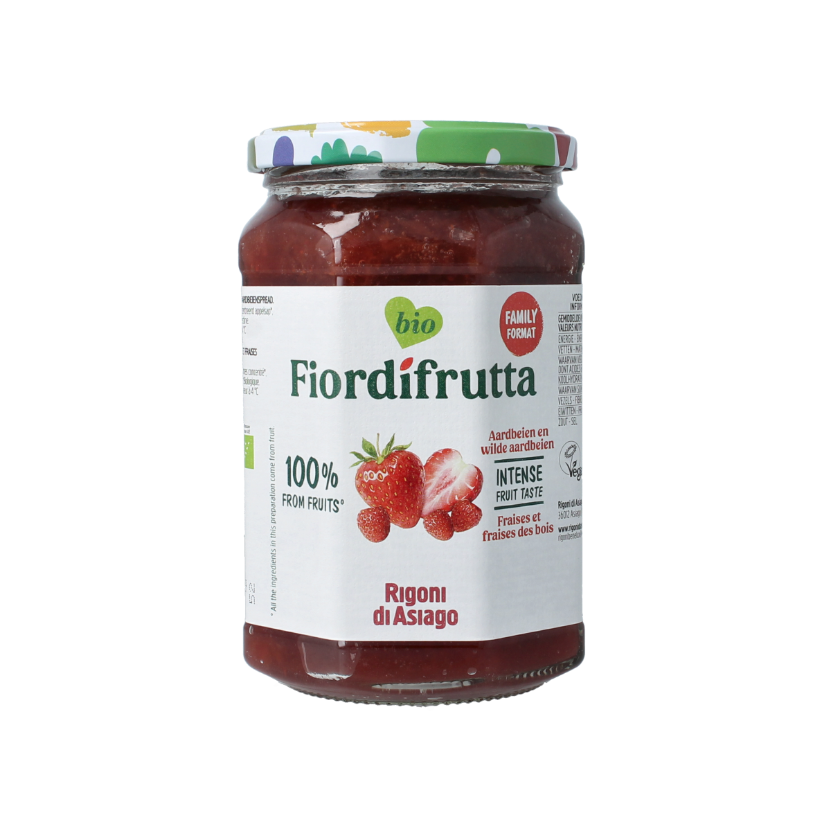 Fiordifrutta Aardbeien en wilde aardbeien jam bio 600.00 Gram