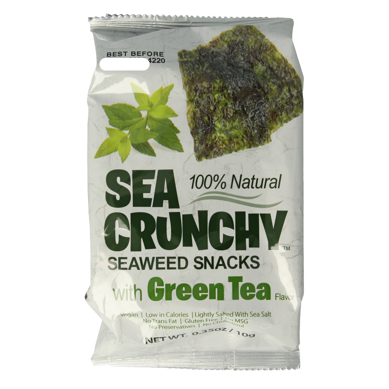 Sea Crunchy Nori zeewier snacks groene thee 10 Gram