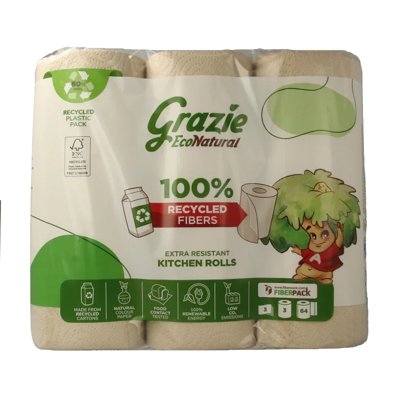 Grazie Natural Keukenrol 3-laags 3 Stuks