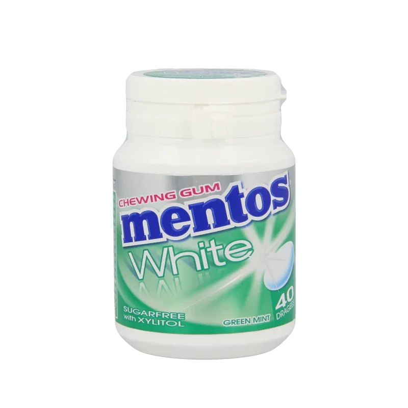 Mentos Gum greenmint white pot 40 Stuks