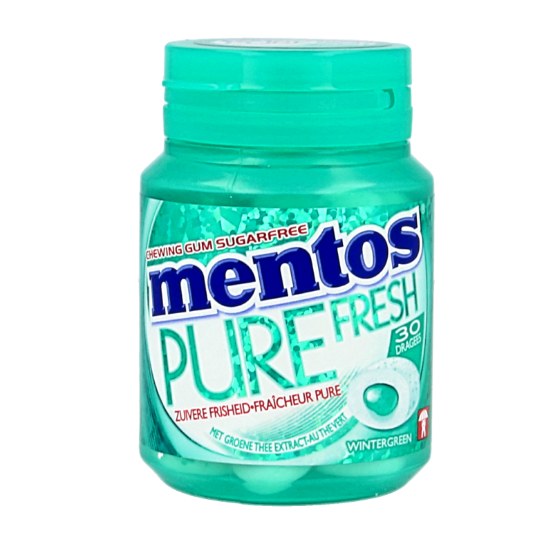 Mentos Gum pure wintergreen pot 30.00 Stuks