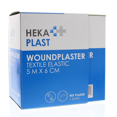 Hekaplast Pleister dispenser rol 5m x 6cm textiel 1.00 Stuks