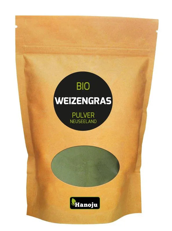 Hanoju Tarwegras poeder paper bag Nieuw Zeeland bio 1 Kilogram