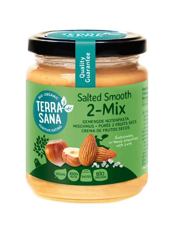 TerraSana 2 mix notenpasta hazelnoot amandelpasta bio 250.00 Gram