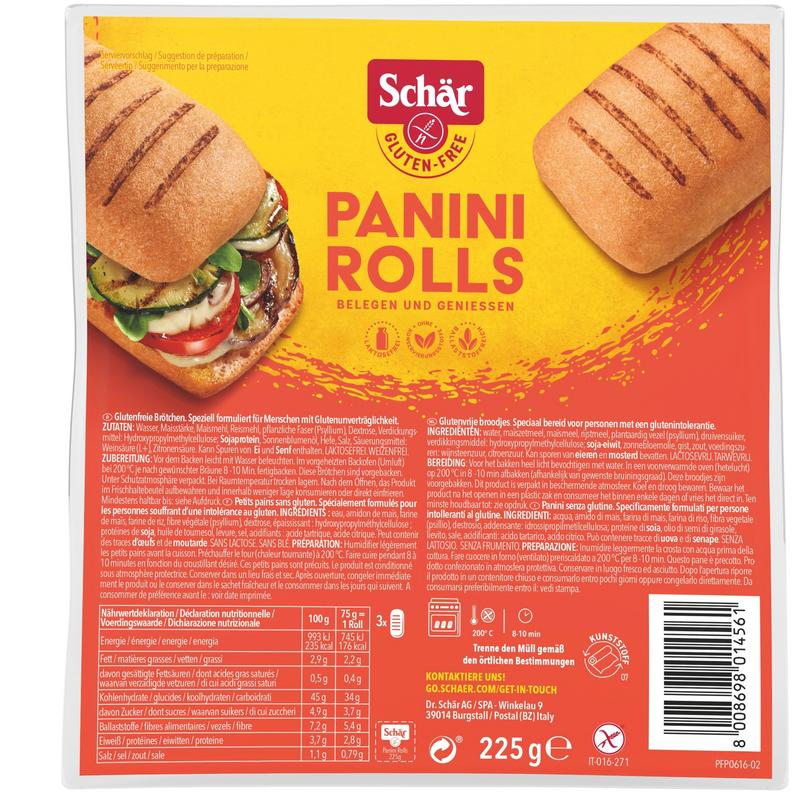Schar Panini rolls 75 gram glutenvrij 3 Stuks