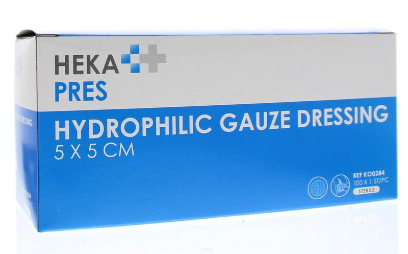 Hekapres Hydrofiel gaaskompres 5 x 5 steriel 100.00 Stuks