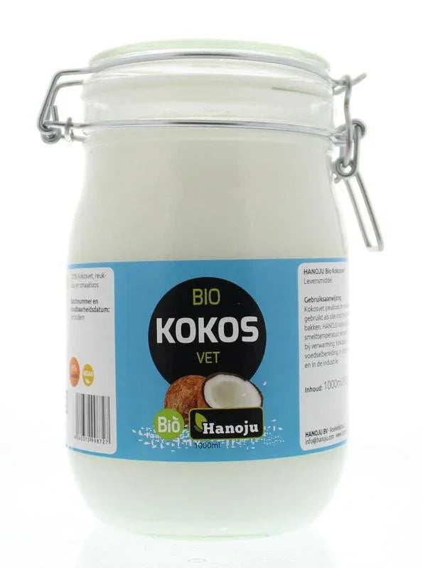 Hanoju Kokosolie geurloos beugelglas bio 1 Liter