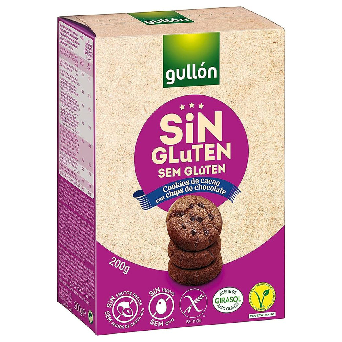 Gullon Chocolate cookies chocolate chip glutenvrij 200 Gram