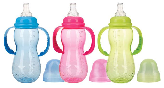 Nuby Fles standaard 320ml nondrip speen assorti 1.00 Stuks