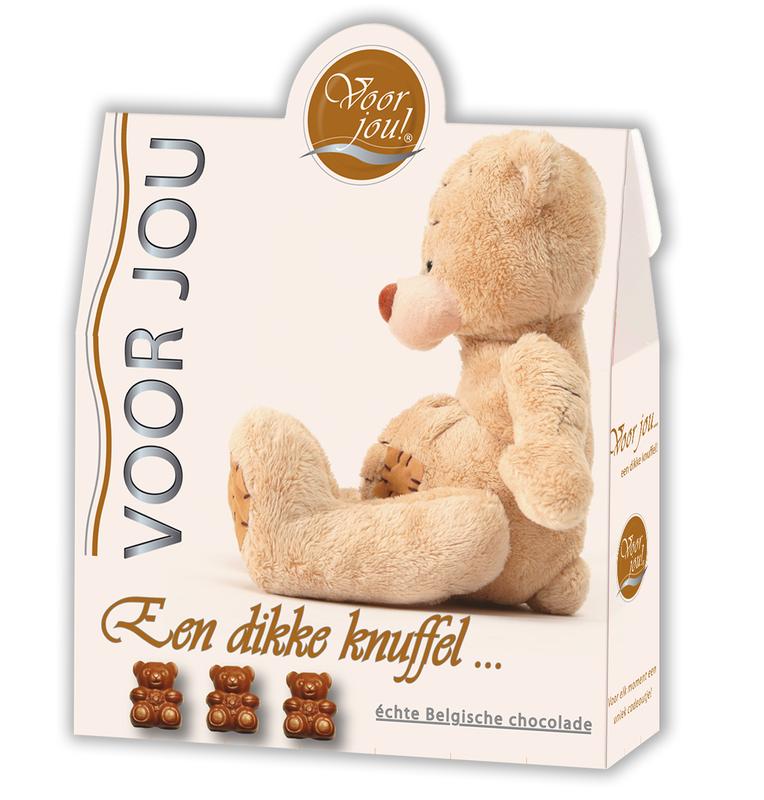 Voor Jou! Cadeau doos trendy beertjes dikke knuffel 100 Gram