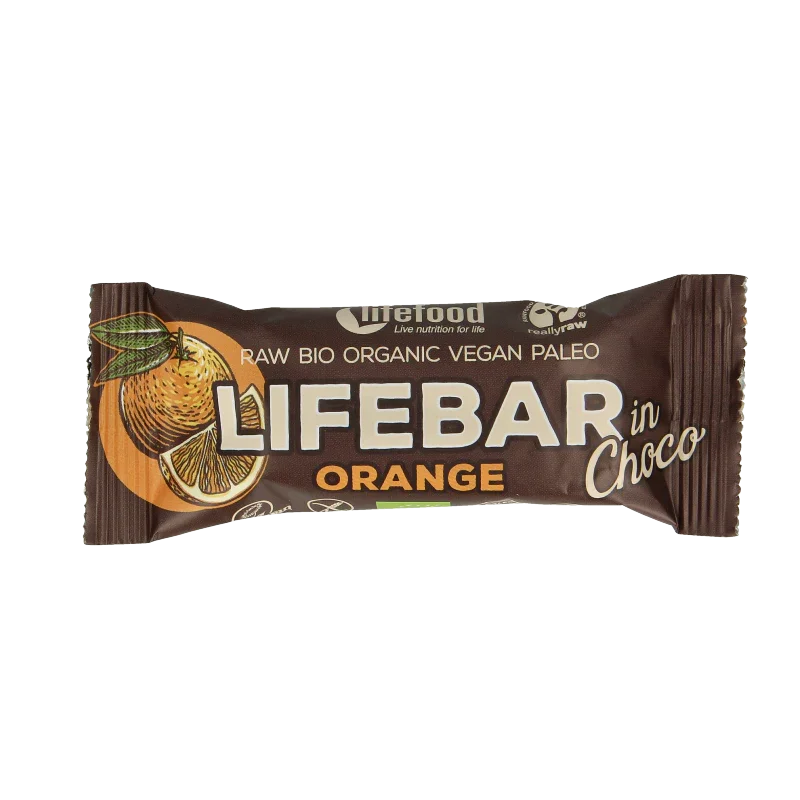 Lifefood Lifebar inchoco sinaasappel bio raw 40 Gram