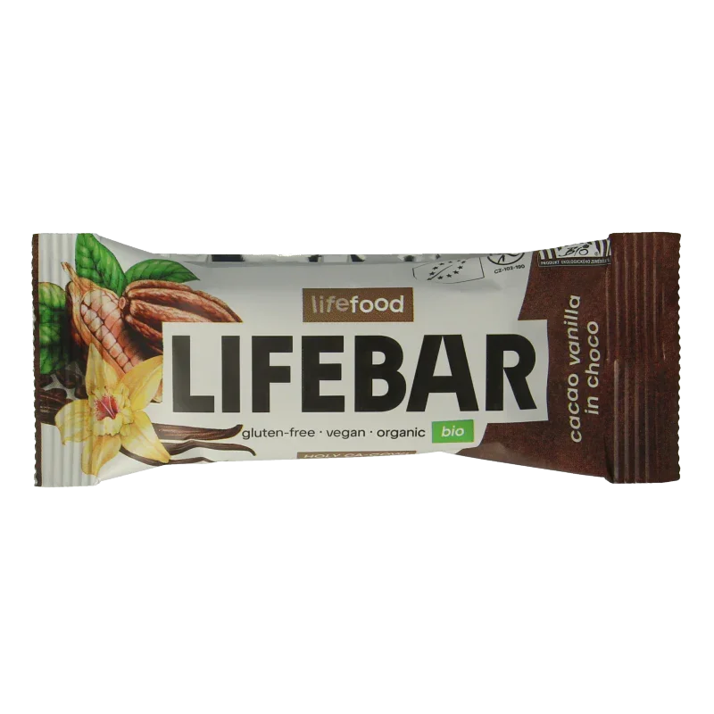 Lifefood Lifebar inchoco chocolade vanille raw bio 40.00 Gram