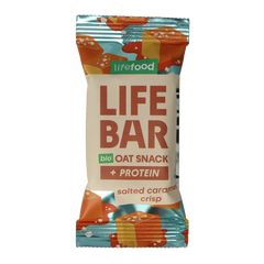 Lifefood Lifebar oatsnack proteine salted caramel crisp bio 40 Gram