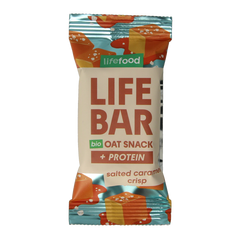 Lifefood Lifebar oatsnack proteine salted caramel crisp bio 40.00 Gram