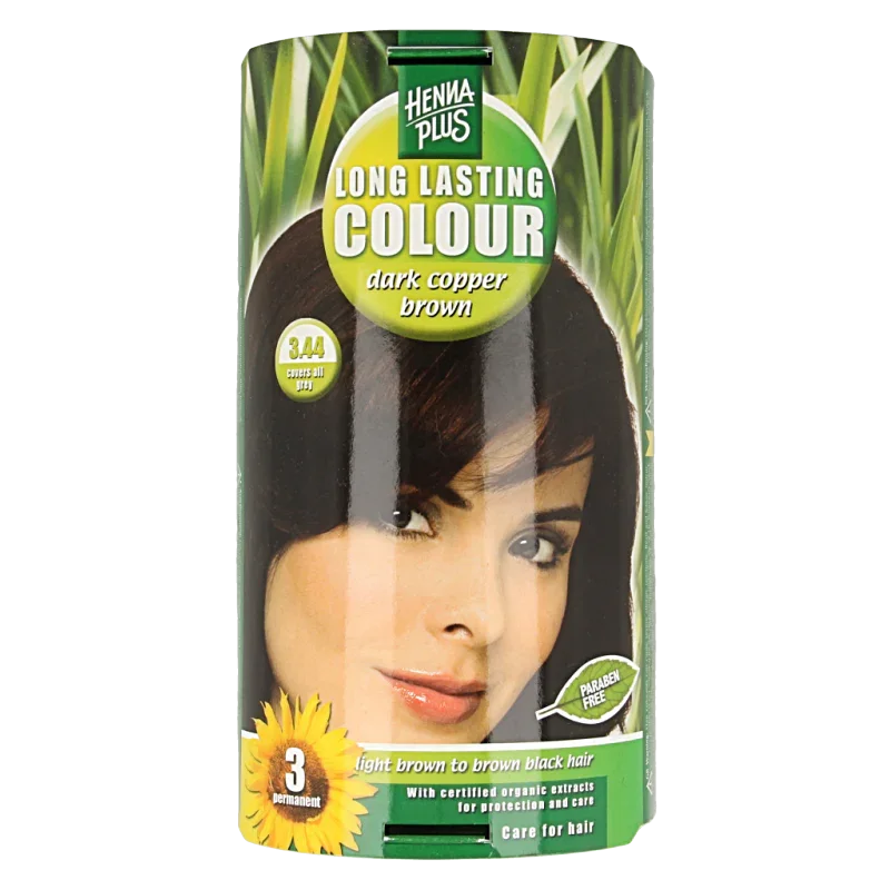 Henna Plus Long lasting colour 3.44 dark copper brown 100 Milliliter