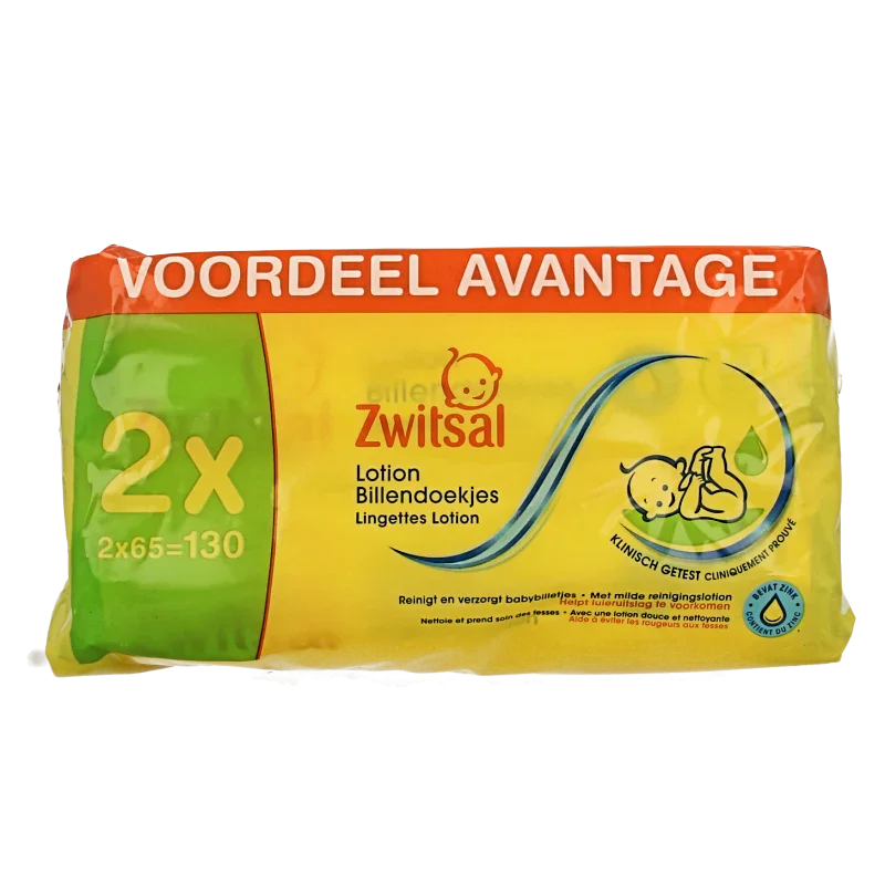 Zwitsal Billendoekjes met lotion 65 stuks 2 Stuks