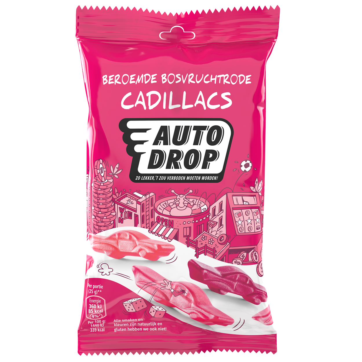 Autodrop Beroemde bosvruchtrode cadillacs snackpack 85 Gram