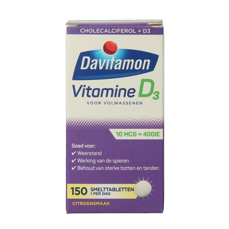 Davitamon Vitamine D volwassenen smelttablet 150.00 Tabletten