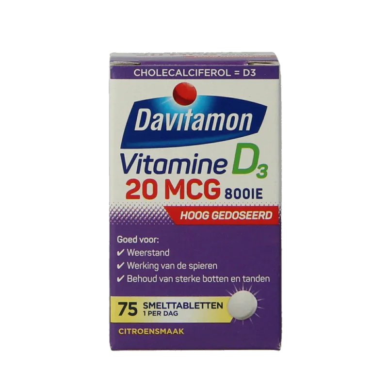 Davitamon Vitamine D3 forte smelttablet 75 Tabletten