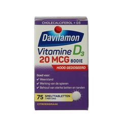 Davitamon Vitamine D3 forte smelttablet 75 Tabletten