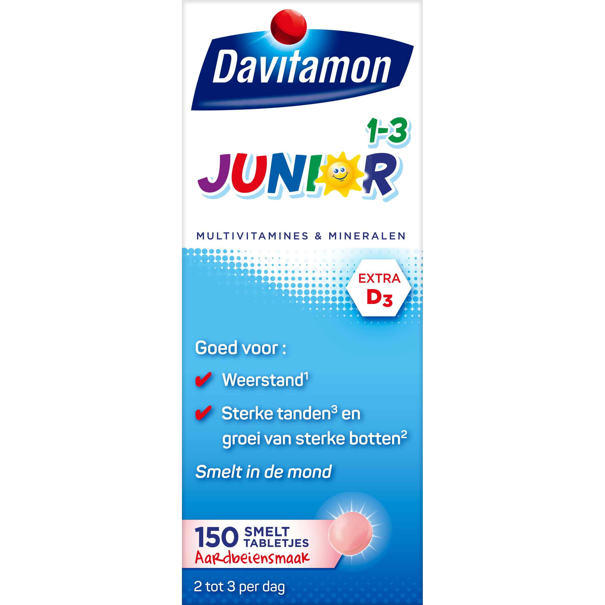 Davitamon Junior 1-3 smelttablet aardbei 150.00 Tabletten