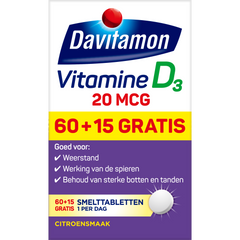 Davitamon Vitamine D3 20mcg 75.00 Smelttabletten