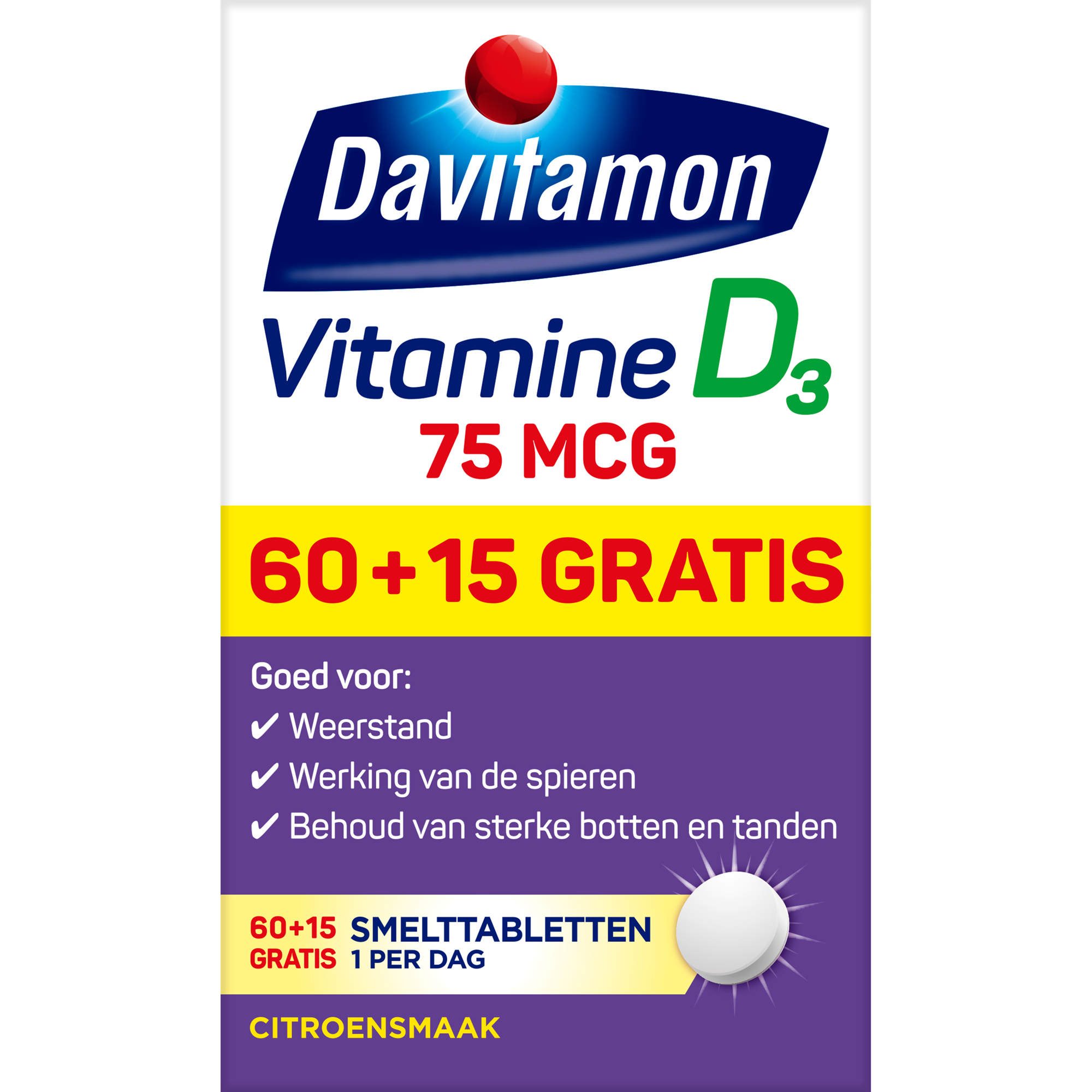 Davitamon Vitamine D3 75mcg 75.00 Smelttabletten
