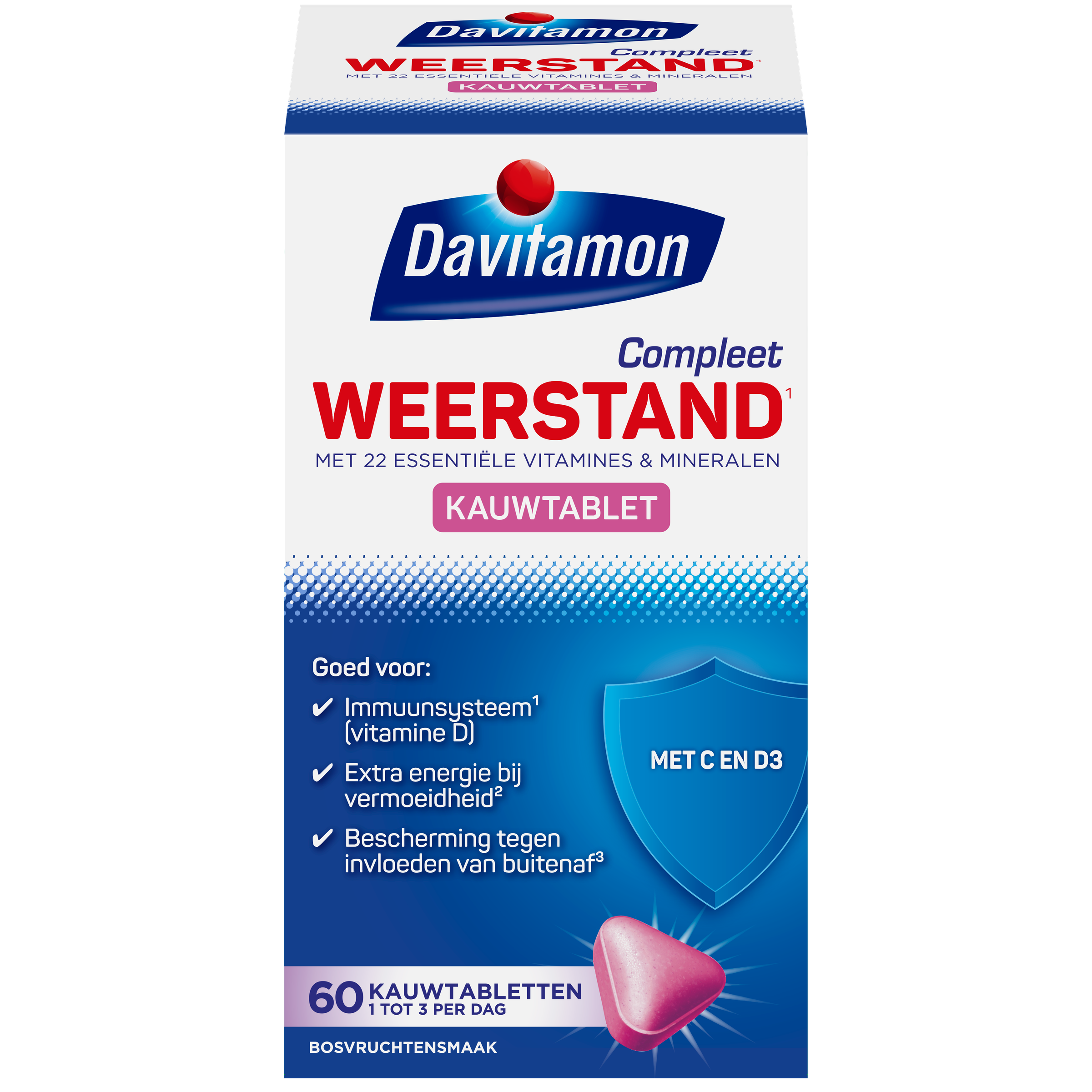 Davitamon Compleet weerstand kauwvitamines bosvruchten 60.00 Tabletten