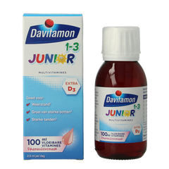 Davitamon Junior 1+ vloeibare vitamines framboos 100 Milliliter