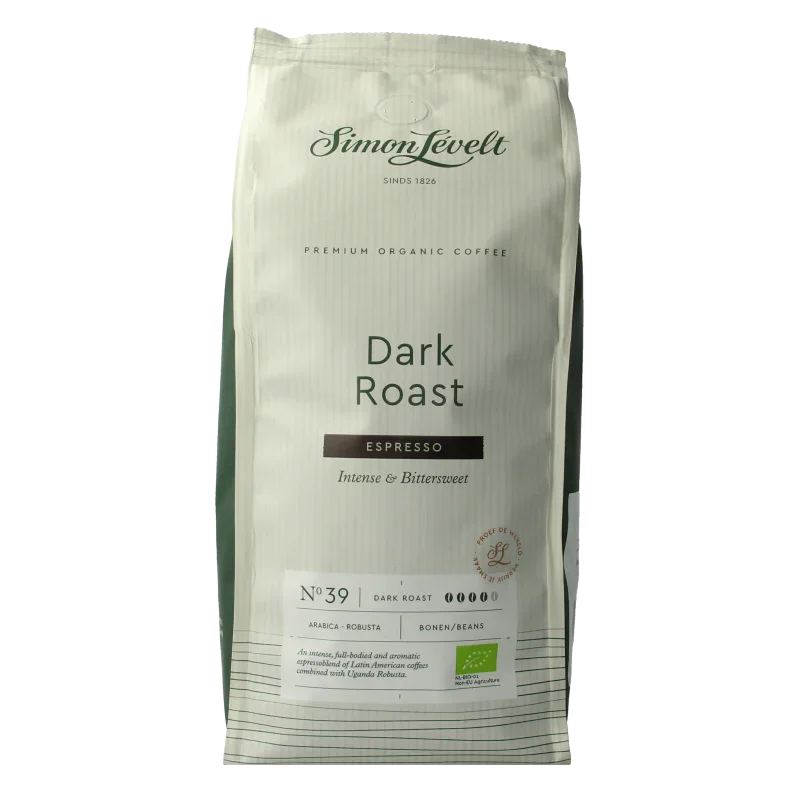 Simon Levelt Cafe N39 espresso dark roast bio 500.00 Gram