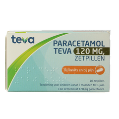 Teva Paracetamol 120 mg 10 Zetpillen