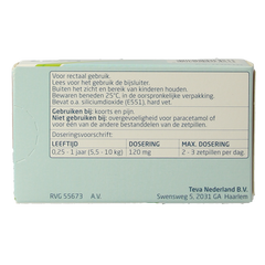 Teva Paracetamol 120 mg 10 Zetpillen