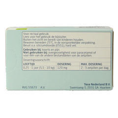 Teva Paracetamol 120 mg 10 Zetpillen