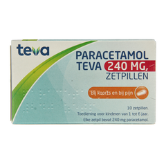 Teva Paracetamol 240 mg 10 Zetpillen