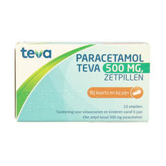 Teva Paracetamol 500mg 10 Zetpillen