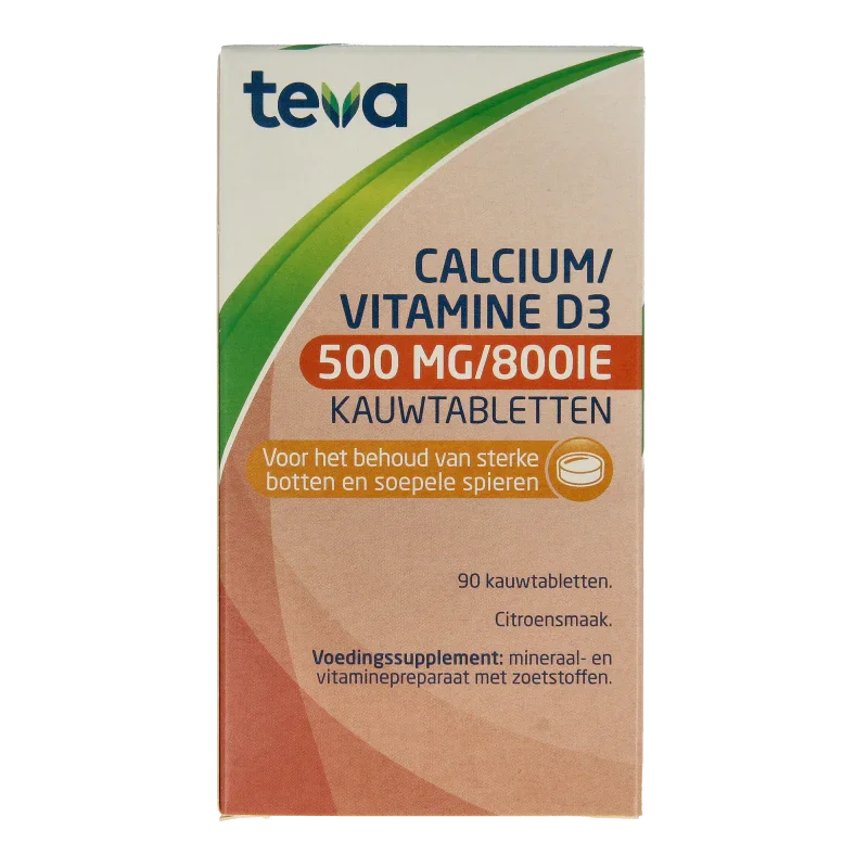 Teva Calcium / vitamine D 500mg / 800IE 90 Kauwtabletten