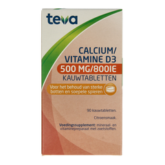 Teva Calcium / vitamine D 500mg / 800IE 90 Kauwtabletten