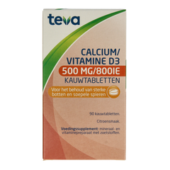 Teva Calcium / vitamine D 500mg / 800IE 90.00 Kauwtabletten