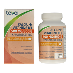 Teva Calcium / vitamine D 500mg / 800IE 90 Kauwtabletten