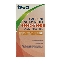 Teva Calcium / vitamine D 500mg / 800IE 90 Kauwtabletten