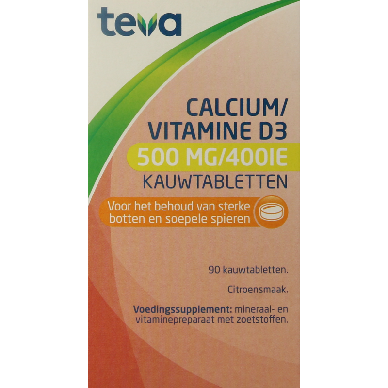 Teva Calcium / vitamine D 500mg / 400IE 90 Kauwtabletten
