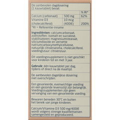 Teva Calcium / vitamine D 500mg / 400IE 90.00 Kauwtabletten